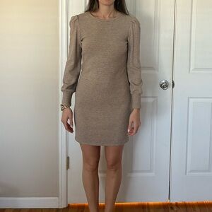 Steve Madden BB Dakota Beige Ribbed Bishop Sleeve Sweater Dress NWT